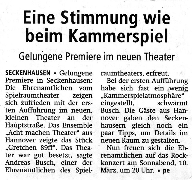 Gretchen 89ff. im Spielraum Stuhr